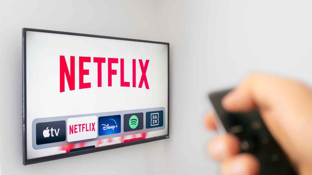 TV screen with Netflix and streaming apps – market segmentation example of tailored content recommendations for individual viewing habits.